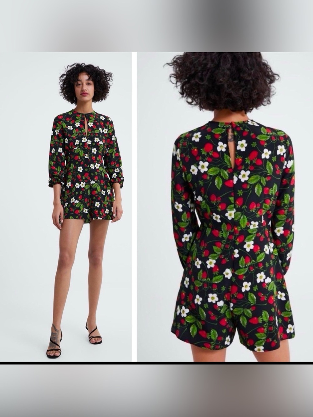 Zara Strawberry & Daisy Floral romper size xs
